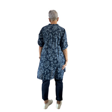 Load image into Gallery viewer, Navy blue shirt/dress with Floral design for women (A150)
