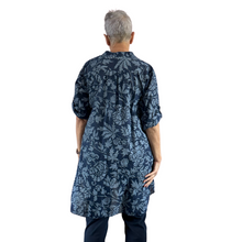 Load image into Gallery viewer, Navy blue shirt/dress with Floral design for women (A150)