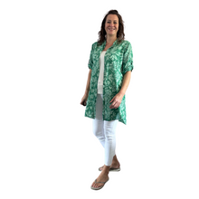 Load image into Gallery viewer, Green shirt/dress with Floral design for women (A150)