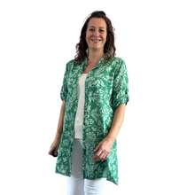 Load image into Gallery viewer, Green shirt/dress with Floral design for women (A150)