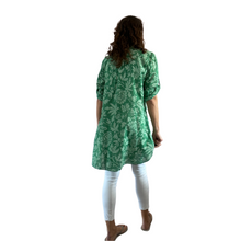 Load image into Gallery viewer, Green shirt/dress with Floral design for women (A150)