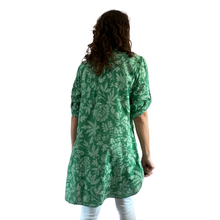 Load image into Gallery viewer, Green shirt/dress with Floral design for women (A150)