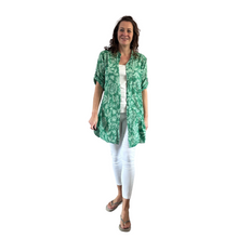 Load image into Gallery viewer, Green shirt/dress with Floral design for women (A150)