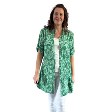 Load image into Gallery viewer, Green shirt/dress with Floral design for women (A150)