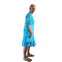 Load image into Gallery viewer, Turquoise Dandelion stretchy dress for women (A151)