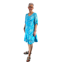 Load image into Gallery viewer, Turquoise Dandelion stretchy dress for women (A151)