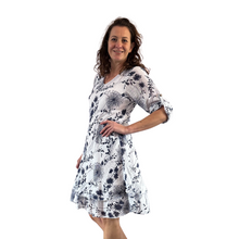Load image into Gallery viewer, white/navy Dandelion stretchy dress for women (A151)