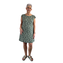 Load image into Gallery viewer, Khaki green rose Print Dress with pockets for women. (A154)