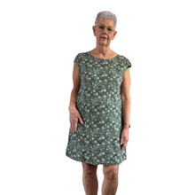 Load image into Gallery viewer, Khaki green rose Print Dress with pockets for women. (A154)