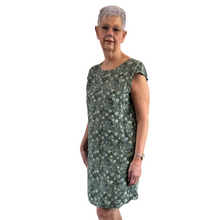Load image into Gallery viewer, Khaki green rose Print Dress with pockets for women. (A154)