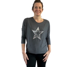 Load image into Gallery viewer, Dark grey Shine star soft knit top for women. (A155)