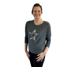 Load image into Gallery viewer, Dark grey Shine star soft knit top for women. (A155)
