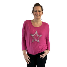 Load image into Gallery viewer, Fuchsia pink Shine star soft knit top for women. (A155)