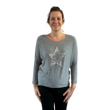 Load image into Gallery viewer, Light grey Shine star soft knit top for women. (A155)