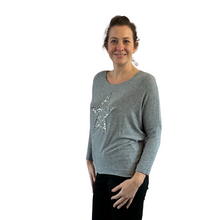 Load image into Gallery viewer, Light grey Shine star soft knit top for women. (A155)