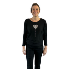 Load image into Gallery viewer, Black Heart balloon soft knit top for women. (A156)
