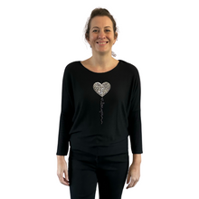 Load image into Gallery viewer, Black Heart balloon soft knit top for women. (A156)
