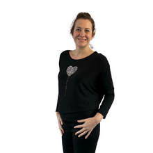 Load image into Gallery viewer, Black Heart balloon soft knit top for women. (A156)