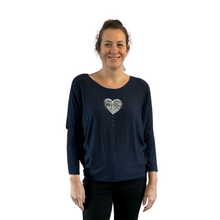 Load image into Gallery viewer, Navy blue Heart balloon soft knit top for women. (A156)
