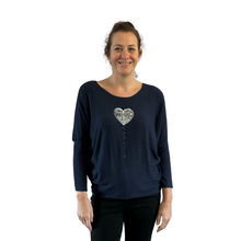Load image into Gallery viewer, Navy blue Heart balloon soft knit top for women. (A156)