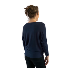 Load image into Gallery viewer, Navy blue Heart balloon soft knit top for women. (A156)