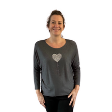 Load image into Gallery viewer, Grey Heart balloon soft knit top for women. (A156)