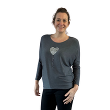 Load image into Gallery viewer, Grey Heart balloon soft knit top for women. (A156)