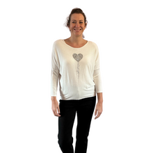 Load image into Gallery viewer, White Heart balloon soft knit top for women. (A156)