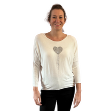 Load image into Gallery viewer, White Heart balloon soft knit top for women. (A156)