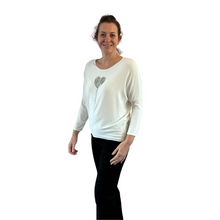 Load image into Gallery viewer, White Heart balloon soft knit top for women. (A156)
