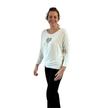 Load image into Gallery viewer, White Heart balloon soft knit top for women. (A156)