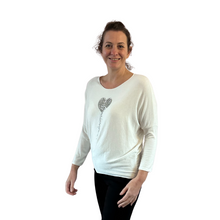 Load image into Gallery viewer, White Heart balloon soft knit top for women. (A156)