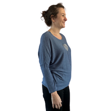 Load image into Gallery viewer, Denim Blue Heart balloon soft knit top for women. (A156)