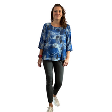Load image into Gallery viewer, Royal blue scribble print cotton T shirt for women (A148)