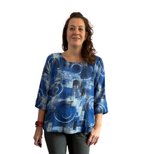 Load image into Gallery viewer, Royal blue scribble print cotton T shirt for women (A148)