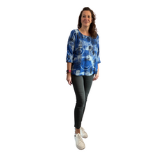 Load image into Gallery viewer, Royal blue scribble print cotton T shirt for women (A148)