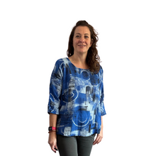 Load image into Gallery viewer, Royal blue scribble print cotton T shirt for women (A148)