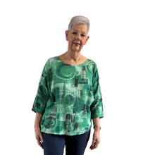 Load image into Gallery viewer, Green scribble print cotton T shirt for women (A148)