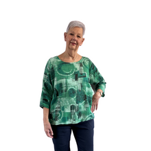 Load image into Gallery viewer, Green scribble print cotton T shirt for women (A148)