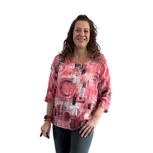 Load image into Gallery viewer, Coral scribble print cotton T shirt for women (A148)