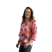 Load image into Gallery viewer, Coral scribble print cotton T shirt for women (A148)