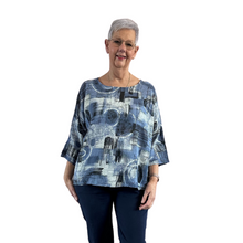 Load image into Gallery viewer, Denim Blue scribble print cotton T shirt for women (A148)