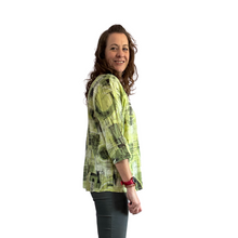 Load image into Gallery viewer, Lime green scribble print cotton T shirt for women (A148)