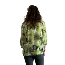 Load image into Gallery viewer, Lime green scribble print cotton T shirt for women (A148)