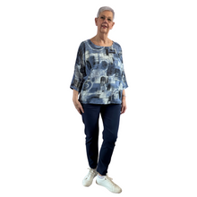 Load image into Gallery viewer, Denim Blue scribble print cotton T shirt for women (A148)