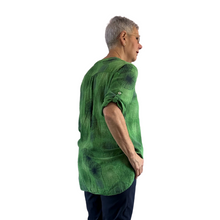 Load image into Gallery viewer, Bright green dandelion puff design collarless Shirt 100% cotton (A109)
