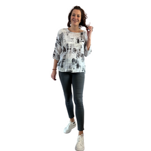 Load image into Gallery viewer, White scribble print cotton T shirt for women (A148)