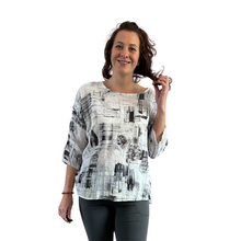 Load image into Gallery viewer, White scribble print cotton T shirt for women (A148)