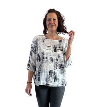 Load image into Gallery viewer, White scribble print cotton T shirt for women (A148)