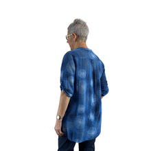 Load image into Gallery viewer, Royal blue dandelion puff design collarless Shirt 100% cotton (A109)